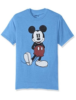 Men's Cotton Short Sleeve Crew Neck Full Size Mickey Mouse Distressed Look Tie dye T-Shirt