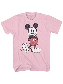 Men's Cotton Short Sleeve Crew Neck Full Size Mickey Mouse Distressed Look Tie dye T-Shirt