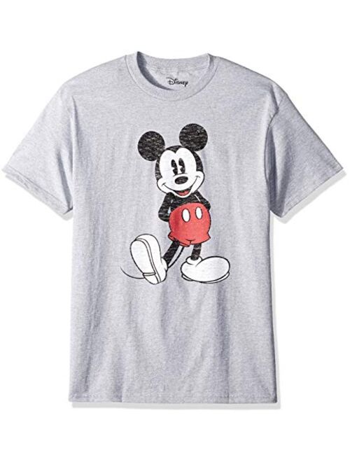 Disney Men's Cotton Short Sleeve Crew Neck Full Size Mickey Mouse Distressed Look Tie dye T-Shirt