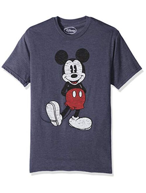 Disney Men's Cotton Short Sleeve Crew Neck Full Size Mickey Mouse Distressed Look Tie dye T-Shirt