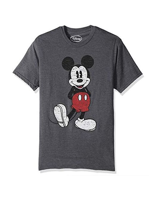 Disney Men's Cotton Short Sleeve Crew Neck Full Size Mickey Mouse Distressed Look Tie dye T-Shirt