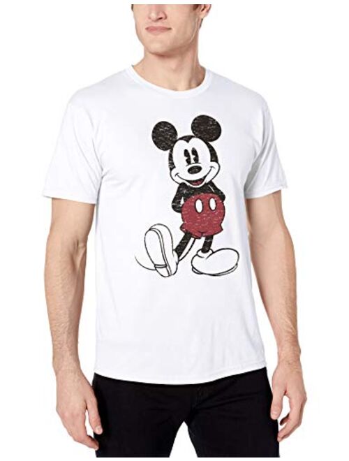 Disney Men's Cotton Short Sleeve Crew Neck Full Size Mickey Mouse Distressed Look Tie dye T-Shirt