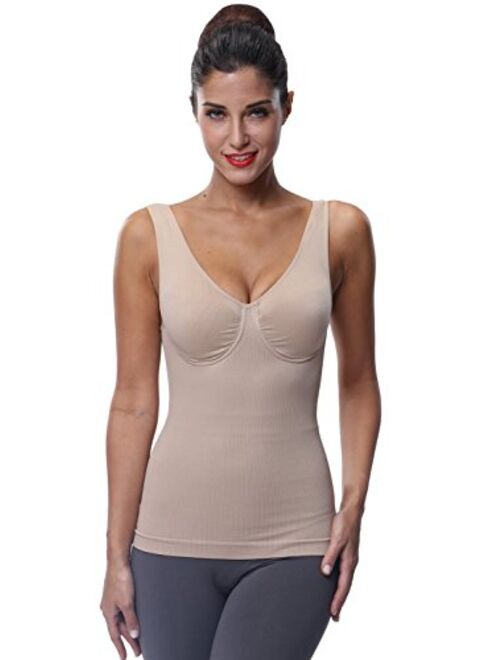 Franato Women's Underwire Cups Seamless Tank Top Body Shaper Camisole