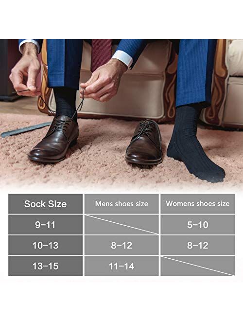 +MD Mens Dress Socks - 6 Pairs Finest Combed Cotton Lightweight Crew and Quarter Ankle Socks for Business Office