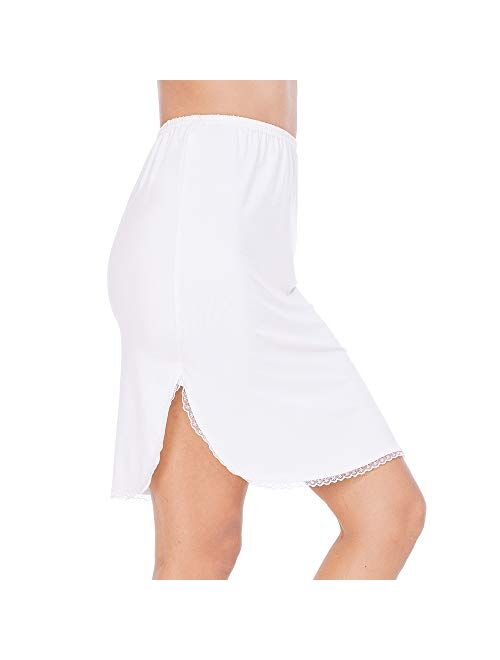 MANCYFIT Half Slips for Women Underskirt Short Mini Skirt with Floral Lace Trim