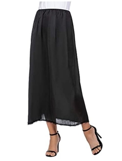 Women's Satin Half Slip 36" Lace Long Underskirt S-XXL