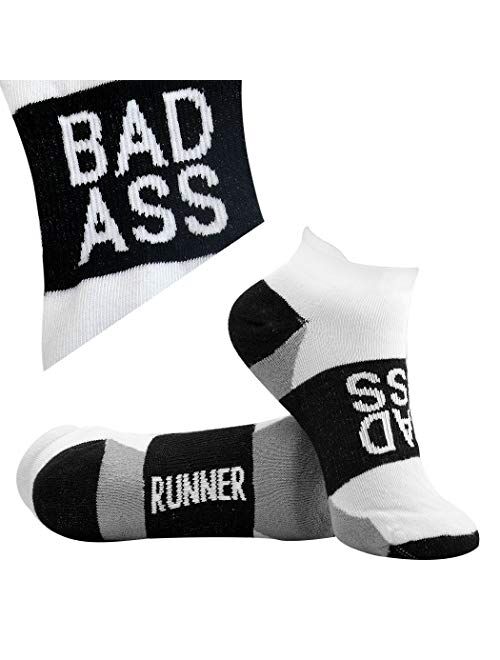 Inspirational Athletic Running Socks by Gone For a Run | Women's Woven Low Cut | Inspirational Slogans | Set of 3 pairs