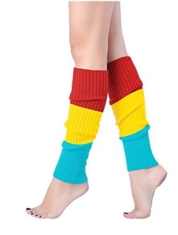 v28 Women Juniors Neon Ribbed Leg Warmers for 80s Eighty's Party Sports Yoga