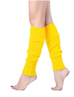 v28 Women Juniors Neon Ribbed Leg Warmers for 80s Eighty's Party Sports Yoga