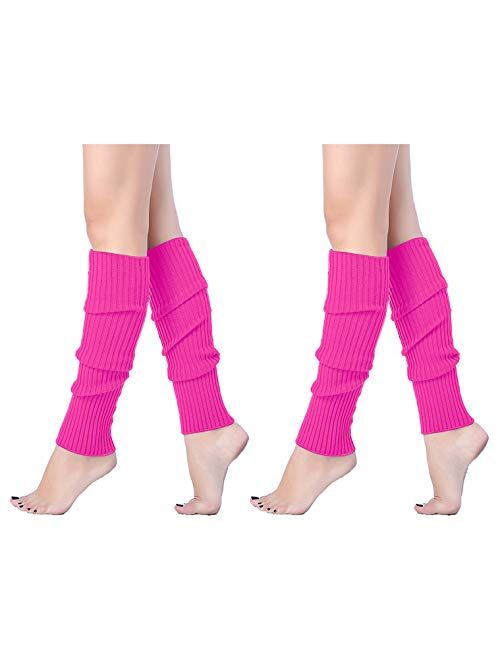 v28 Women Juniors Neon Ribbed Leg Warmers for 80s Eighty's Party Sports Yoga