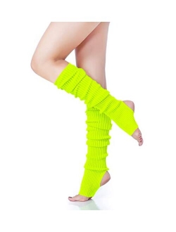 V28 Womens Neon Knit Stirrup Leg Warmer for 80s Party Dance Sports Yoga