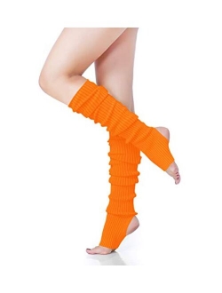 V28 Womens Neon Knit Stirrup Leg Warmer for 80s Party Dance Sports Yoga