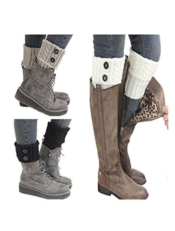 Jiuhong 3 Pairs Women Winter Warm Crochet Knitted Boot Cuff Sock Short Leg Warmer