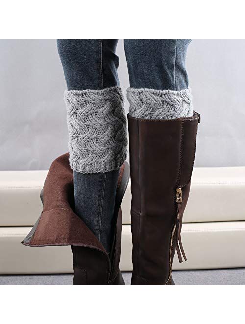 Jiuhong 3 Pairs Women Winter Warm Crochet Knitted Boot Cuff Sock Short Leg Warmer