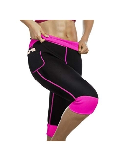 Women Weight Loss Hot Neoprene Sauna Sweat Pants with Side Pocket Workout Thighs Slimming Capris Leggings Body Shaper