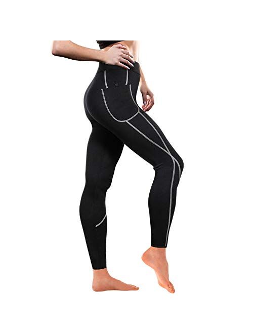 Women Weight Loss Hot Neoprene Sauna Sweat Pants with Side Pocket Workout Thighs Slimming Capris Leggings Body Shaper