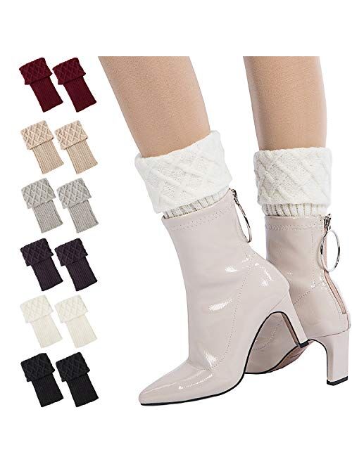 Women Boot Knit Cuffs,Short Crochet Leg Warmers, Variety of Styles Winter Warm Cuff Socks 3 Pairs by REDESS