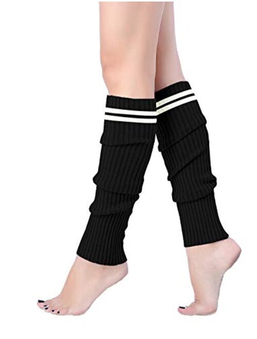 v28 Women Girls Thigh High Neon Ribbed Long 80s 90s Party Skating Leg Warmers