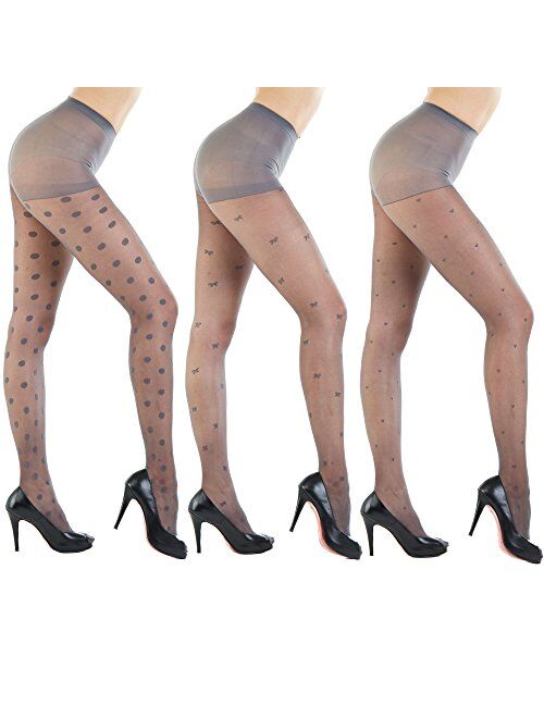 Women's Patterned Footed Tights Pantyhose 3pair or 2pair