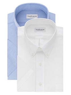 Men's Short Sleeve Regular Fit Oxford Solid Dress Shirt