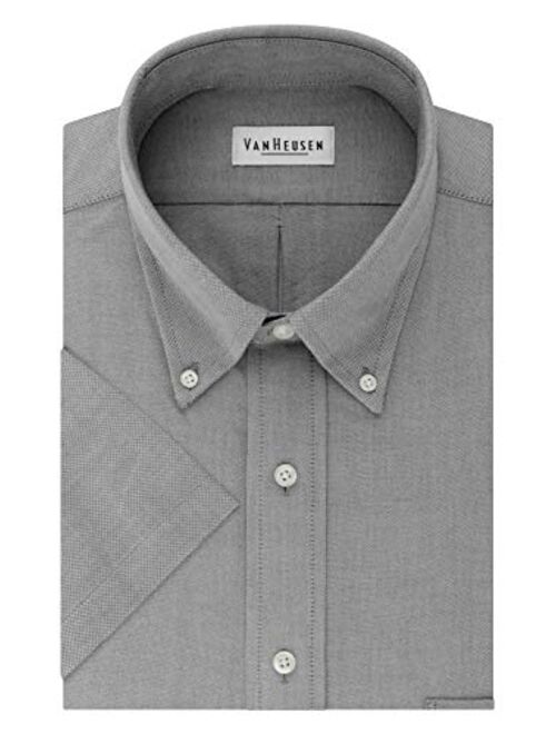 Van Heusen Men's Short Sleeve Regular Fit Oxford Solid Dress Shirt 