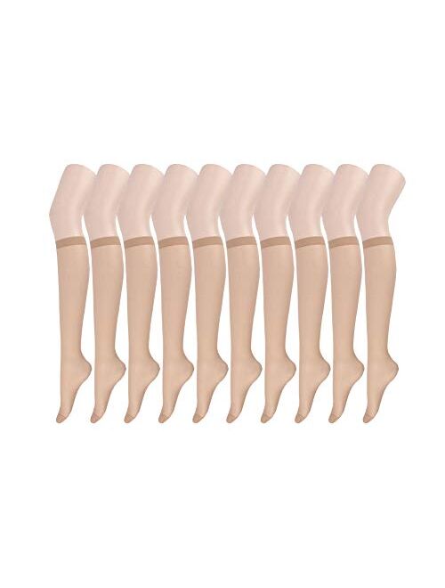 Endingshop 10 Pairs Sheer Knee High Stockings Compression Pantyhose for Women