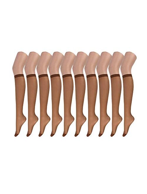 Endingshop 10 Pairs Sheer Knee High Stockings Compression Pantyhose for Women