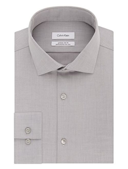 Calvin Klein Men's Dress Shirt Xtreme Slim Fit Non Iron Herringbone