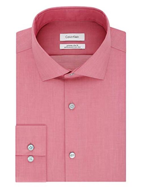 Calvin Klein Men's Dress Shirt Xtreme Slim Fit Non Iron Herringbone