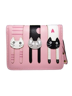 Nawoshow Women Cute Cat Wallet Coin Purse Bifold Wallet Clutch Bag