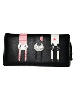 Nawoshow Women Cute Cat Wallet Coin Purse Bifold Wallet Clutch Bag