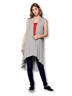 Women's Sleeveless Extra Soft Bamboo Layering Long Duster Cardigan Vest - Made in USA