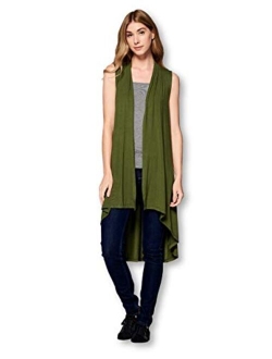 Women's Sleeveless Extra Soft Bamboo Layering Long Duster Cardigan Vest - Made in USA