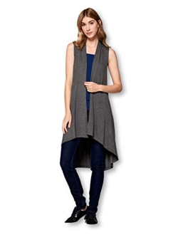 Women's Sleeveless Extra Soft Bamboo Layering Long Duster Cardigan Vest - Made in USA