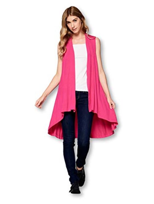 Women's Sleeveless Extra Soft Bamboo Layering Long Duster Cardigan Vest - Made in USA