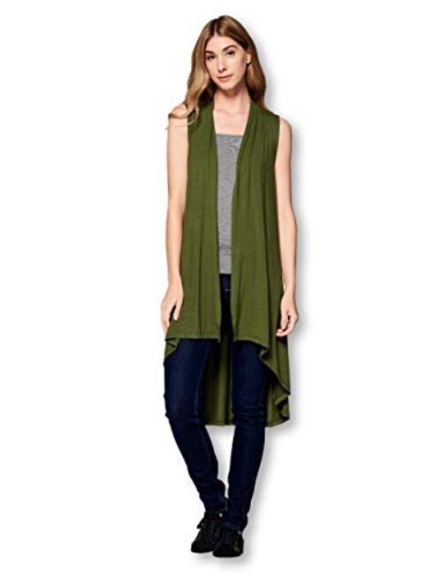 Women's Sleeveless Extra Soft Bamboo Layering Long Duster Cardigan Vest - Made in USA