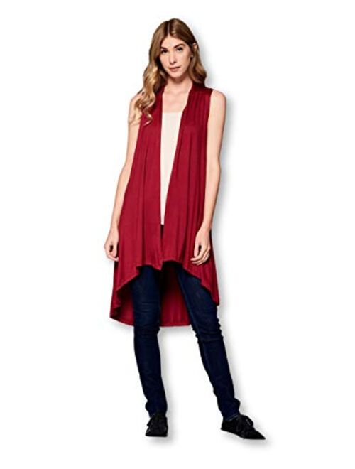 Women's Sleeveless Extra Soft Bamboo Layering Long Duster Cardigan Vest - Made in USA