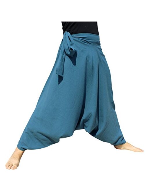 RaanPahMuang Warm Thick Muang Cotton Side Tie Aladdin Baggy Mao Pants