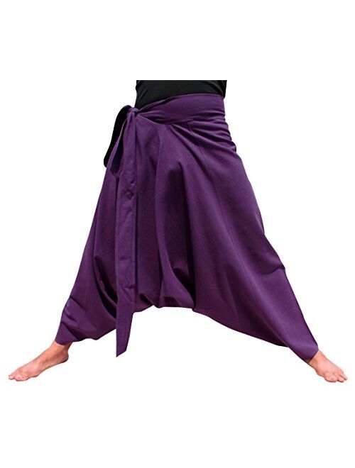 RaanPahMuang Warm Thick Muang Cotton Side Tie Aladdin Baggy Mao Pants