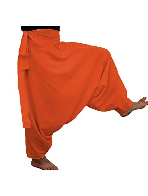 RaanPahMuang Warm Thick Muang Cotton Side Tie Aladdin Baggy Mao Pants