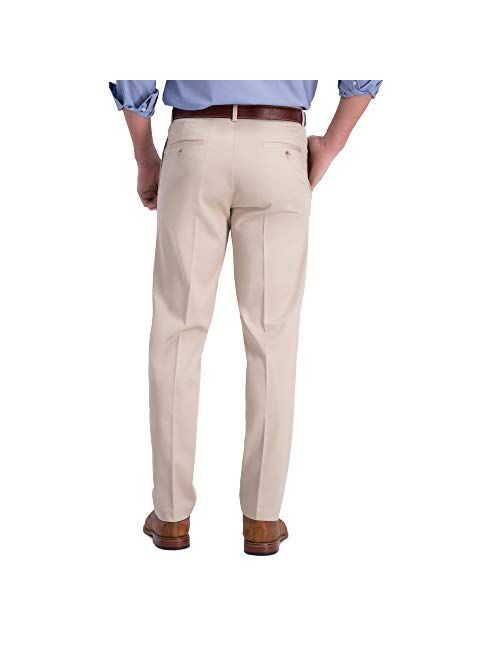 Haggar Men's Iron Free Premium Khaki Straight Fit Flat Front Flex Waist Casual Pant