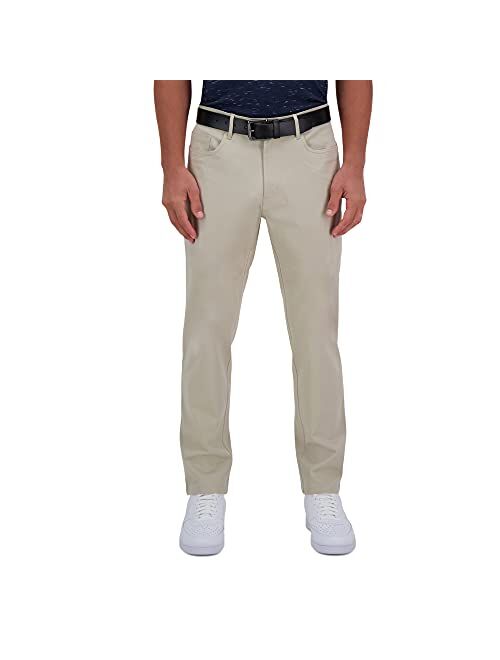 Haggar Men's Iron Free Premium Khaki Straight Fit Flat Front Flex Waist Casual Pant