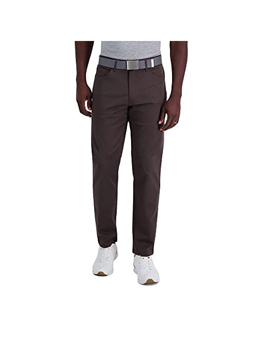 Haggar Men's Iron Free Premium Khaki Straight Fit Flat Front Flex Waist Casual Pant