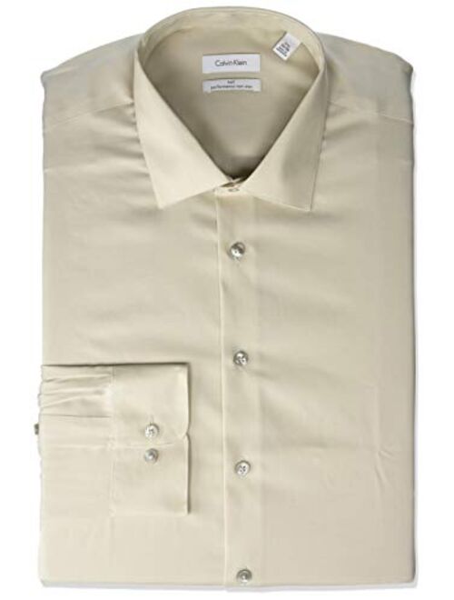 Calvin Klein Men's Big and Tall Dress Shirts Non Iron Herringbone Solid