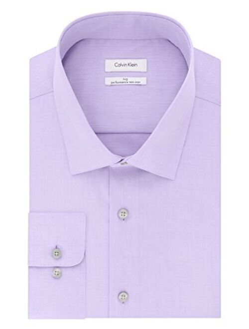 Calvin Klein Men's Big and Tall Dress Shirts Non Iron Herringbone Solid