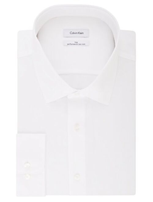 Calvin Klein Men's Big and Tall Dress Shirts Non Iron Herringbone Solid