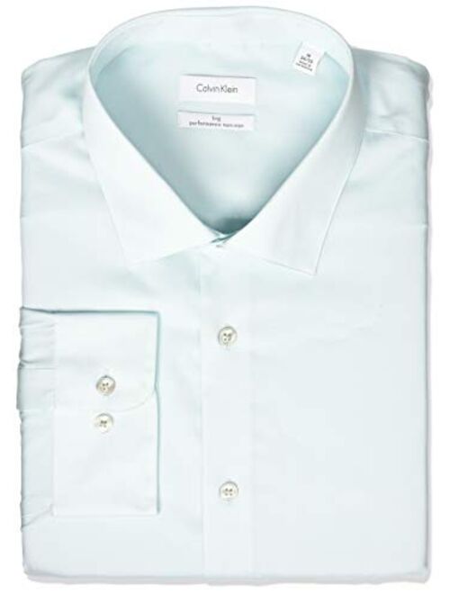 Calvin Klein Men's Big and Tall Dress Shirts Non Iron Herringbone Solid