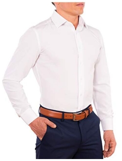 CC Performance Stretch Slim Fit Dress Shirts for Men | Wrinkle Resistant Long Sleeve Button Up Mens Dress Shirts