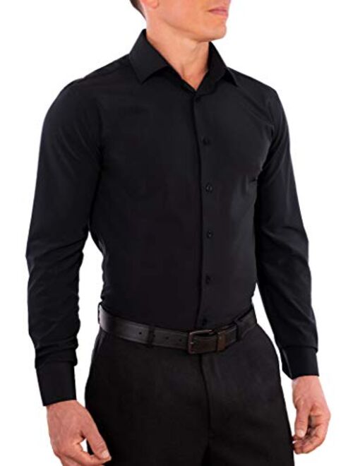 CC Performance Stretch Slim Fit Dress Shirts for Men | Wrinkle Resistant Long Sleeve Button Up Mens Dress Shirts