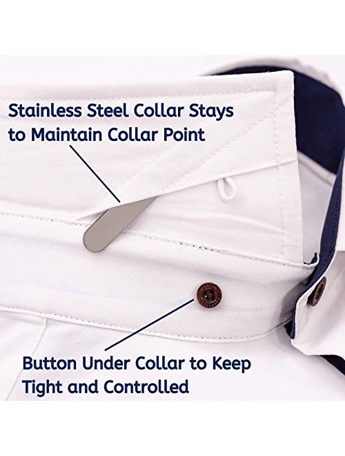 CC Performance Stretch Slim Fit Dress Shirts for Men | Wrinkle Resistant Long Sleeve Button Up Mens Dress Shirts